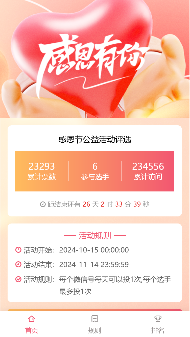 感恩节公益活动评选