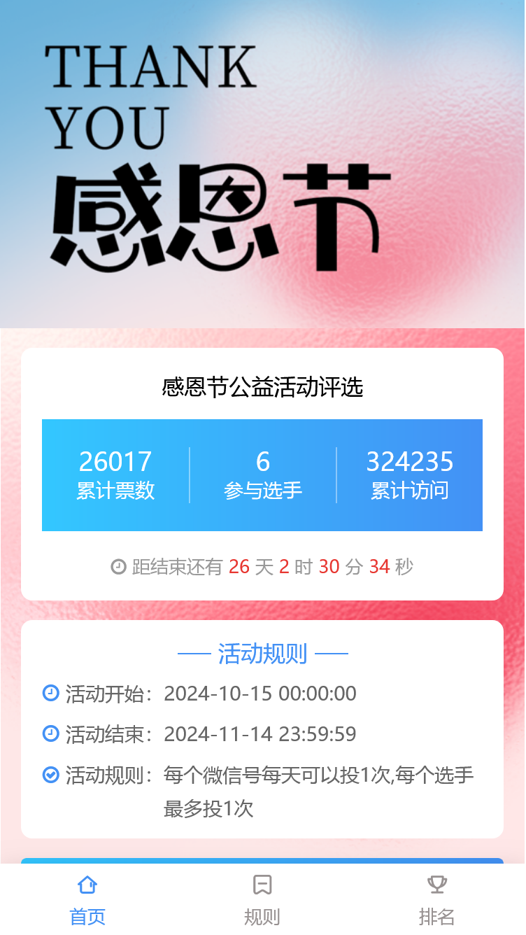 感恩节公益活动评选